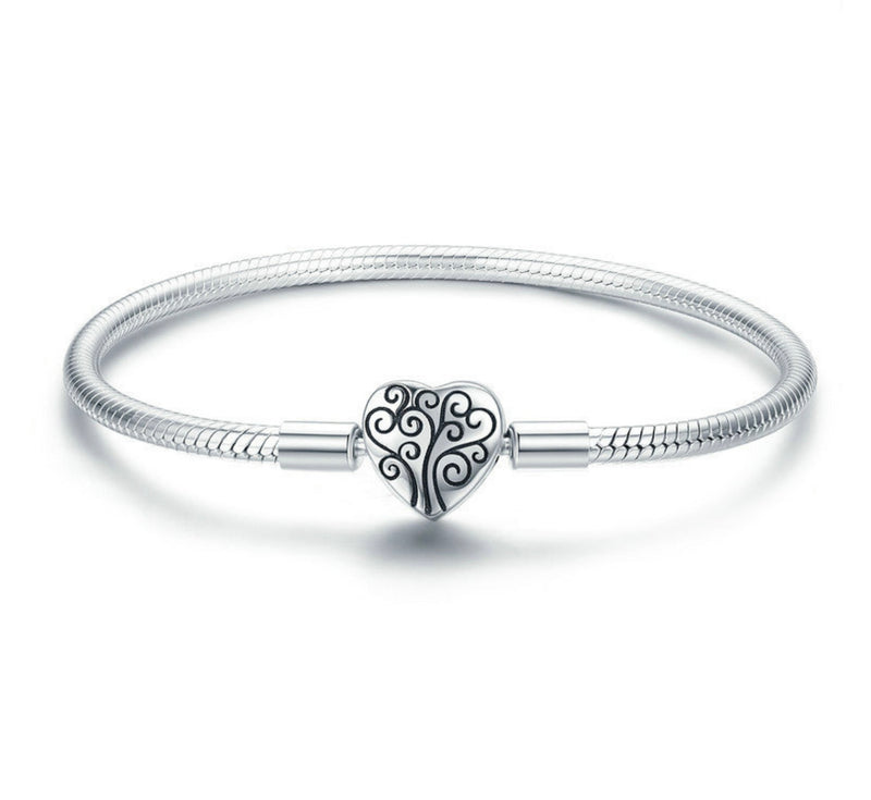 "Heart on Lock" 925 Silver Bracelet